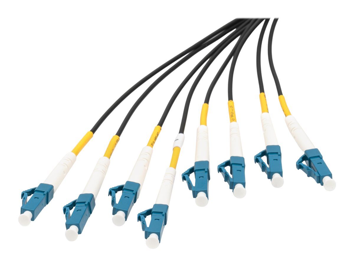 DIGITUS Vorkonfektionierte Glasfaser Universal Breakout Kabel, Singlemode OS2, 8 Fasern, LC/UPC - LC/UPC