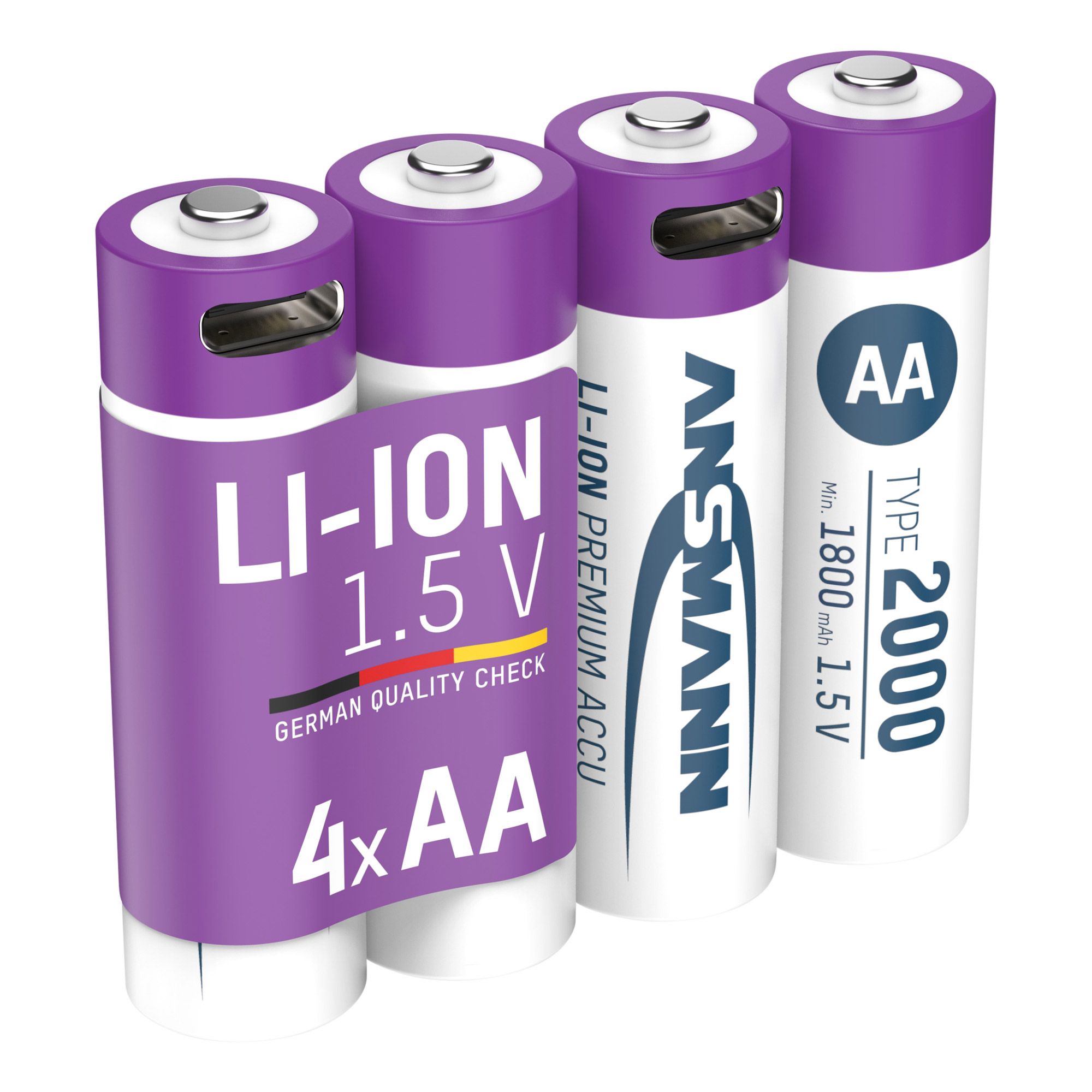 Ansmann 1312-0036 - Wiederaufladbarer Akku - AA - Lithium-Ion (Li-Ion) - 1,5 V - 4 Stück(e) - 1800 mAh