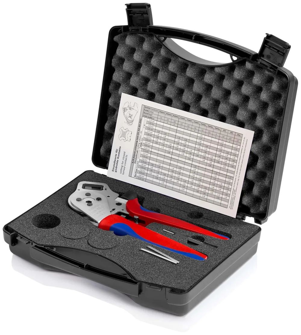 KNIPEX Vierdornpresszange für gedrehte Kontakte mit Mehrkomponenten-Hüllen verchromt 240 mm
