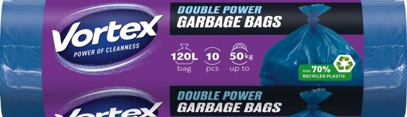 VORTEX DOUBLE POWER Zweilagige Müllbeutel LDPE blau 120L 10 Stk