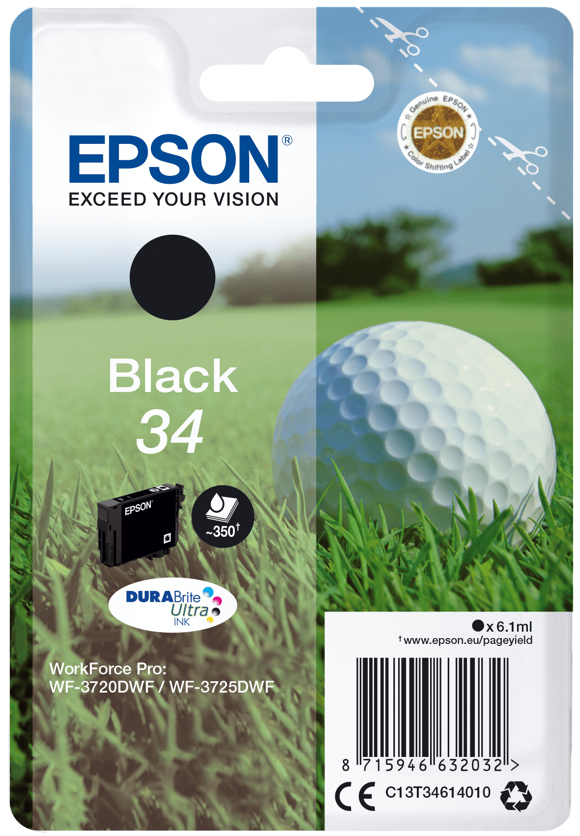 Epson 34 Tinte Golfball Singe, Standard, schwarz