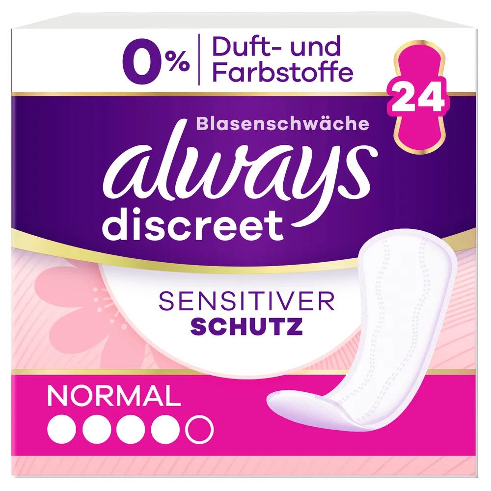always Discreet Inkontinenz Sensitive Slipeinlage Normal 24 Stück