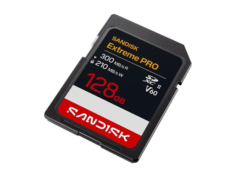 SanDisk SDXC Extreme PRO 128GB (UHS-II, V60, U3, C10, R300 MB/s /W210 MB/s, 6K)