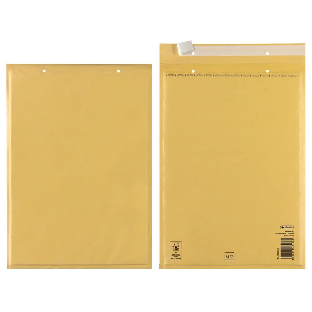 herlitz Luftpolstertasche G 25x34cm haftklebend braun FSC Mix 10er Packung