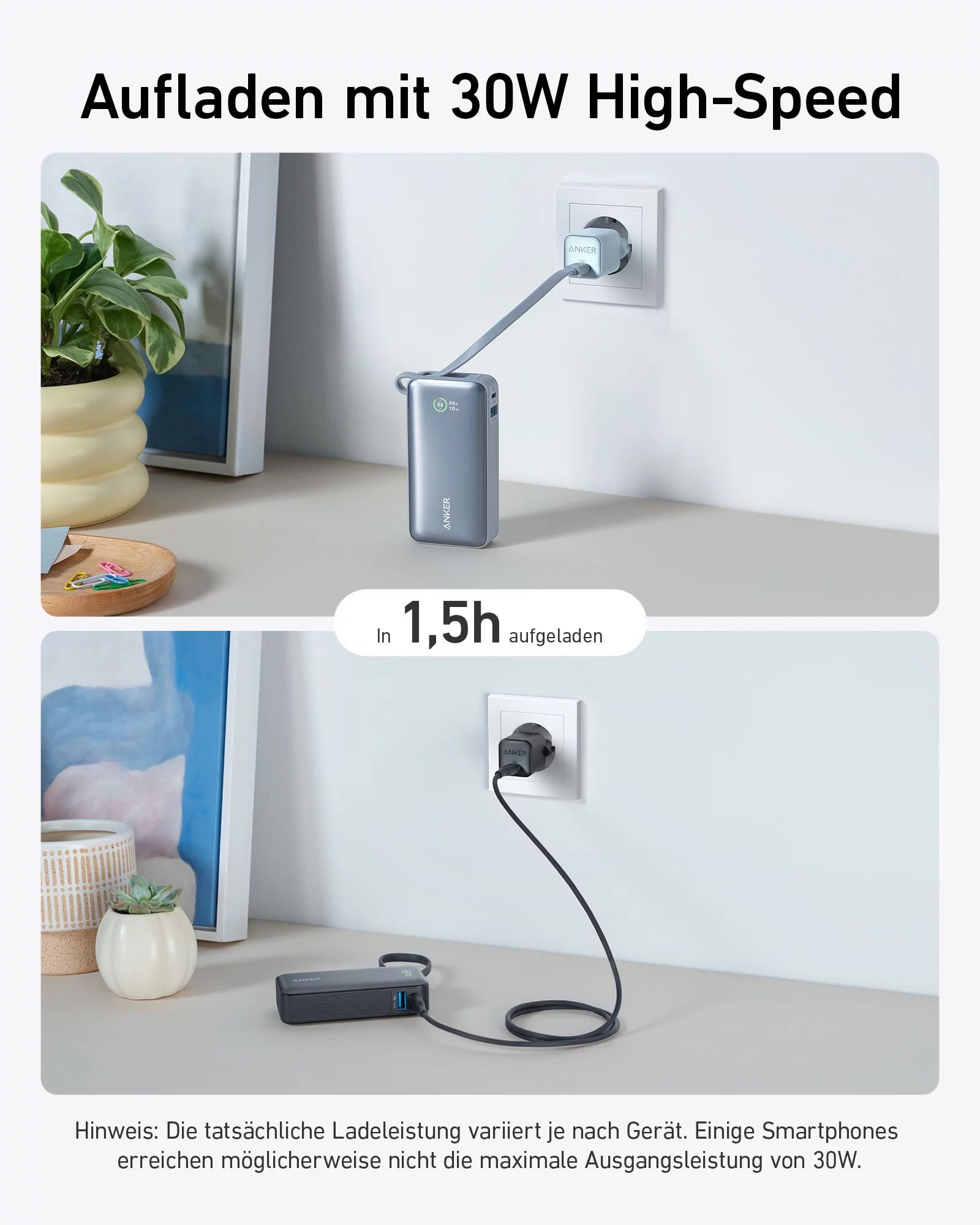 Anker Innovations 545 Nano Power Bank PD 30W 2C/2A waterproof - Akku