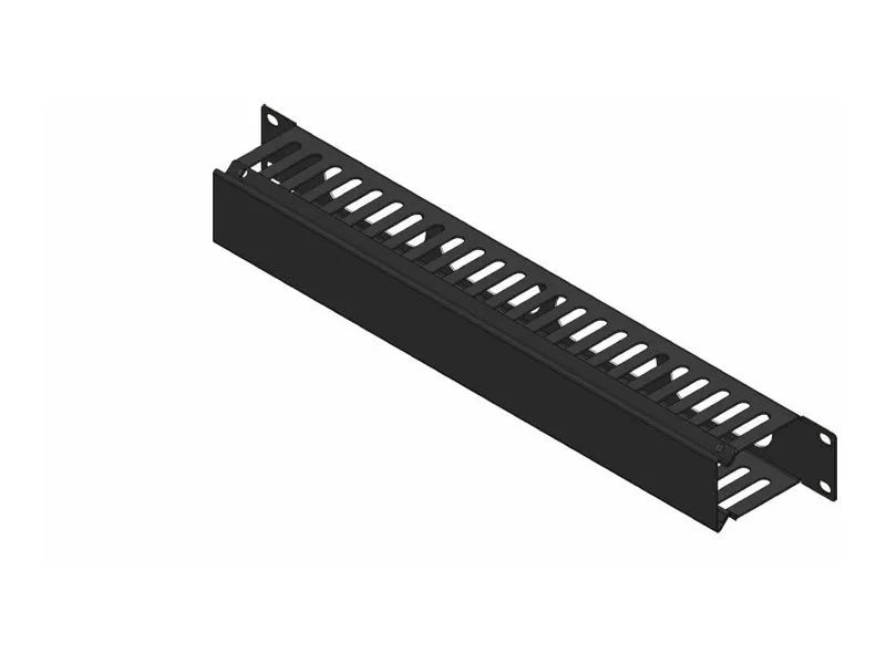 Lanview by Logon - Kabelführungsplatte für Schaltschrank - sliding cover - Schwarz, RAL 9005 - 1U - 48.3 cm (19")