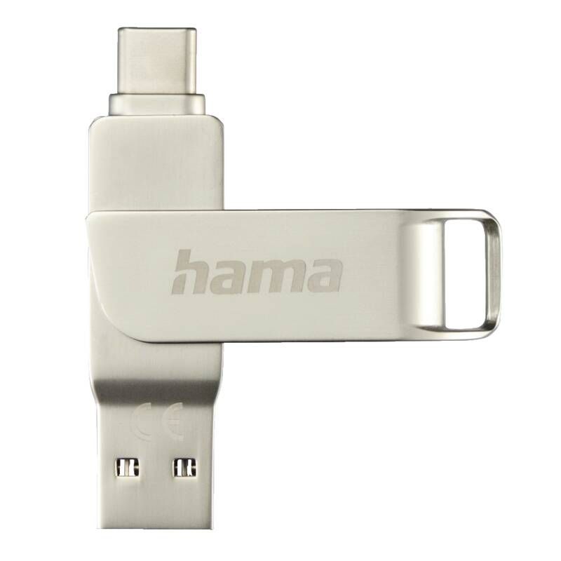 Hama USB-Stick "C-Rotate Pro", USB-C 3.1/3.0, 128GB, 100MB/s, Silber
