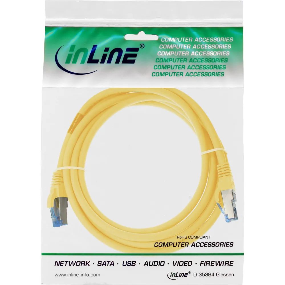 InLine Patchkabel - S/FTP (PiMf) - Cat.6A - halogenfrei - gelb - 3m