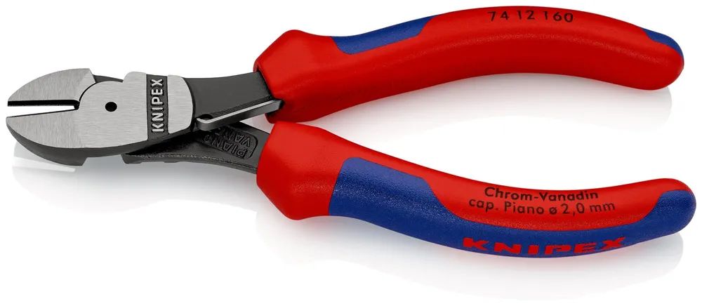 KNIPEX Kraft-Seitenschneider mit Mehrkomponenten-Hüllen schwarz atramentiert 160 mm