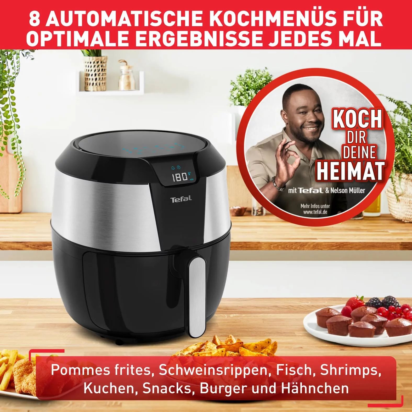 Tefal EY701D Heißluftfritteuse XXL inkl. Zubehör-Set (5,2L)