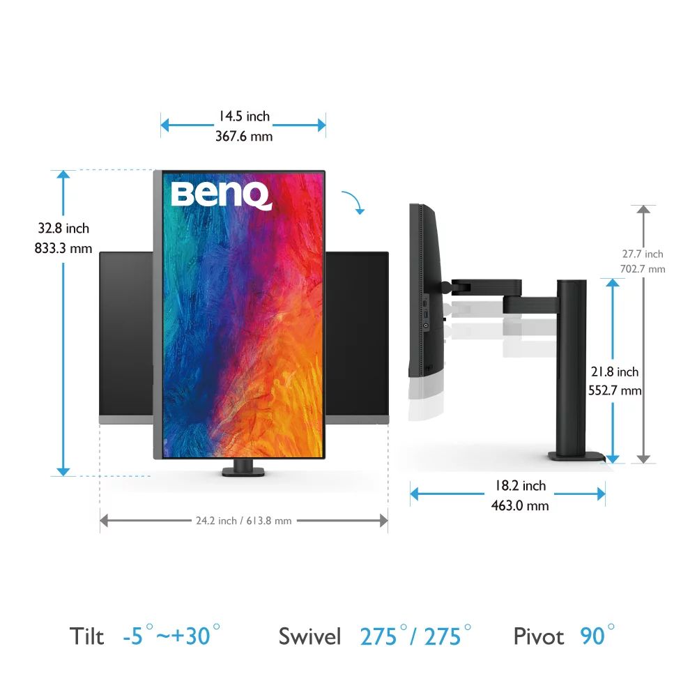 BenQ DesignVue PD2706UA - 4K Ergo Arm Monitor - 68.6 cm (27")