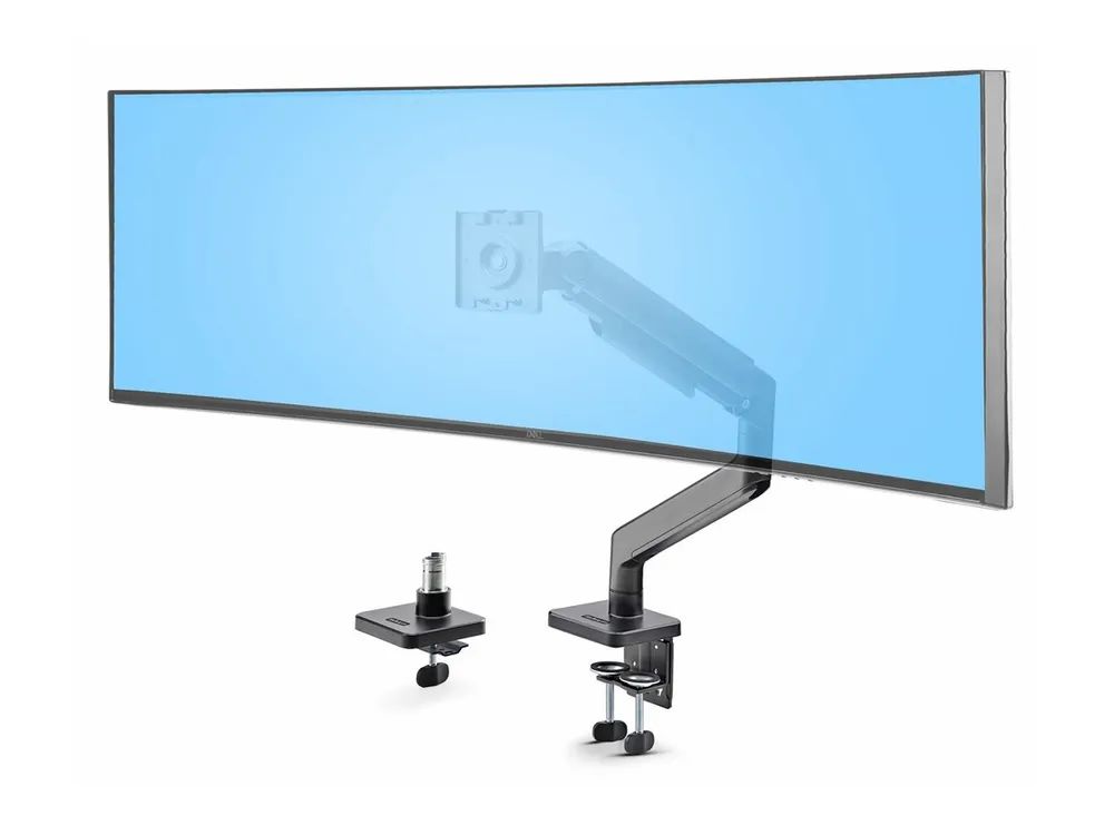 StarTech.com Monitor Desk Mount For 49" Ultrawide Curved Screen, Max 44lb - Befestigungskit (Federarm, Schwenkarm, Basis, VESA-Halterung, C-Klemme Montage 10-80 mm, Tüllenmontage 10 - 35 mm)