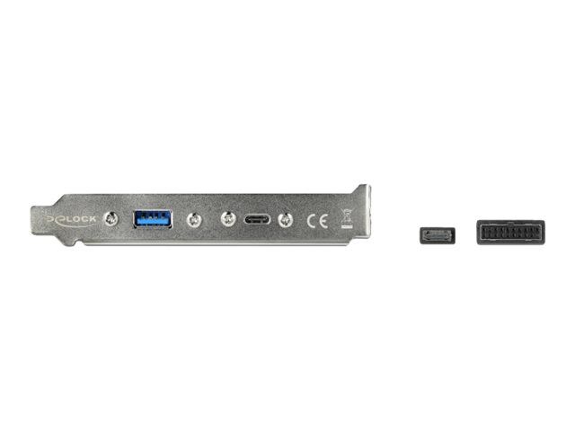 Delock Slot bracket - USB-Konsole - 19-poliger USB 3.0 Kopf, 20-poliger USB 3.1 Header zu USB Typ A, 24 pin USB-C (W)