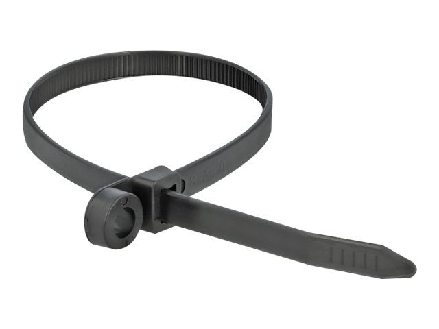 Delock Cable Tie with Fastening Eyelet - Kabelbinder - 40 cm - Schwarz (Packung mit 10)