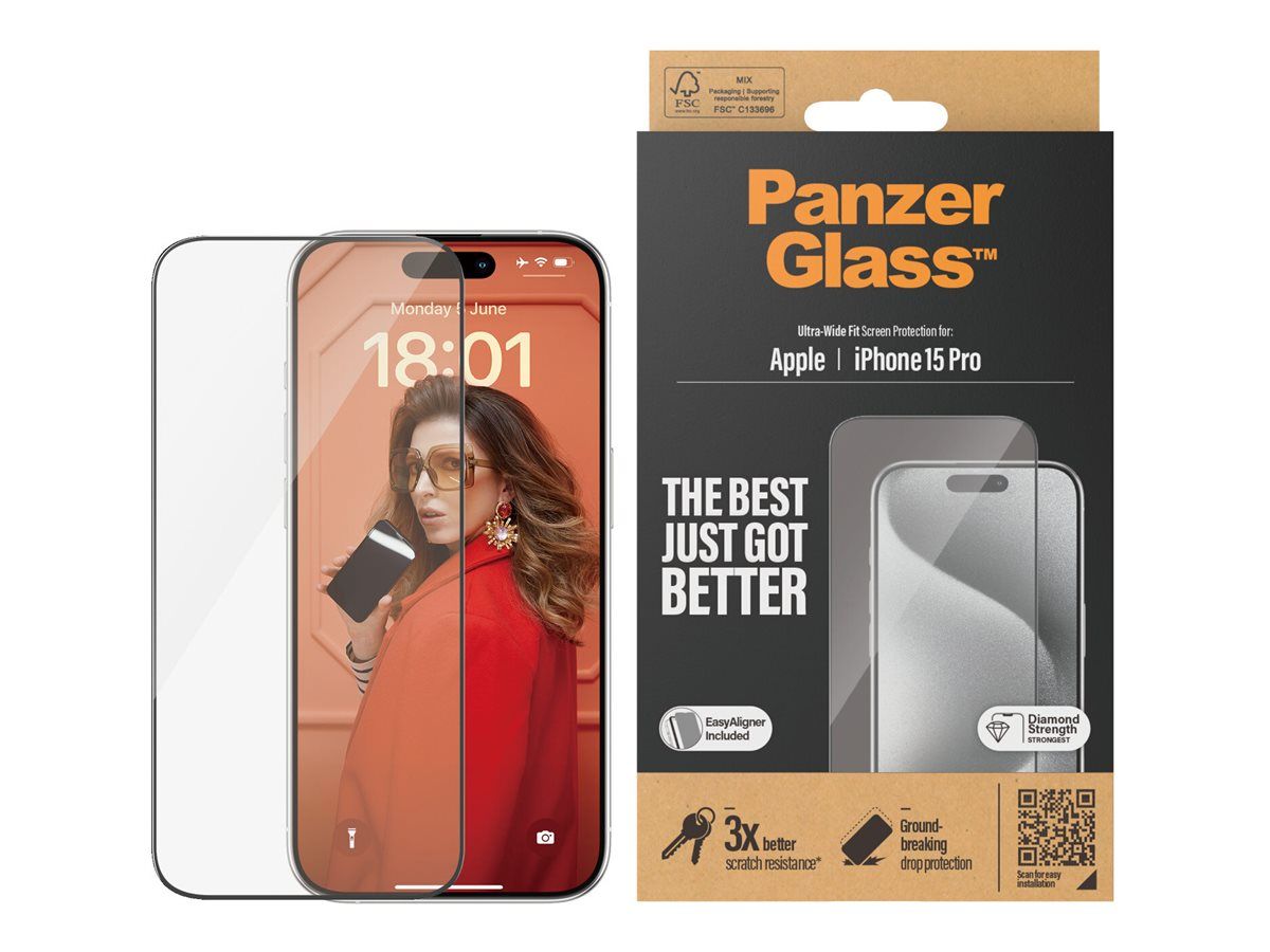 PanzerGlass Bildschirmschutz für Handy - ultrabreite Passform mit EasyAligner