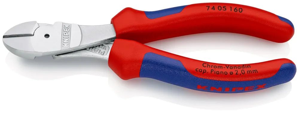 KNIPEX Kraft-Seitenschneider mit Mehrkomponenten-Hüllen verchromt 160 mm