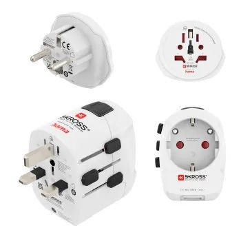 Hama Weltreiseadapter Set "World Travel Pro Light USB", 3-polig, 2x USB