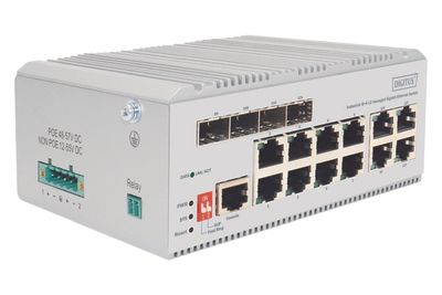 DIGITUS 8 Port Gigabit Ethernet Netzwerk Switch, Industrial, L2 managed, 4 SFP Uplink