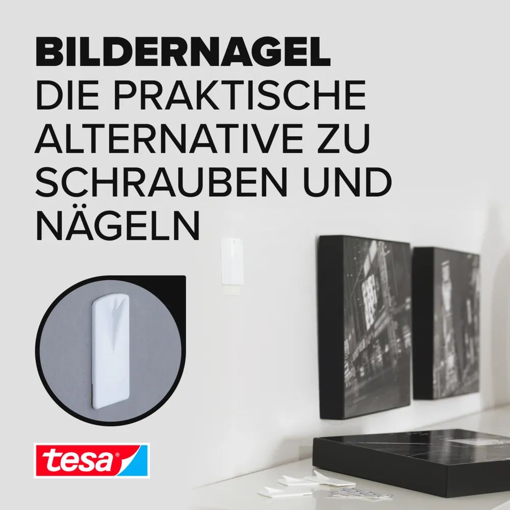 Tesa 58031-00020-20 - Indoor - Bildhaken - Weiß - Klebestreifen - 1 kg - Rechteck