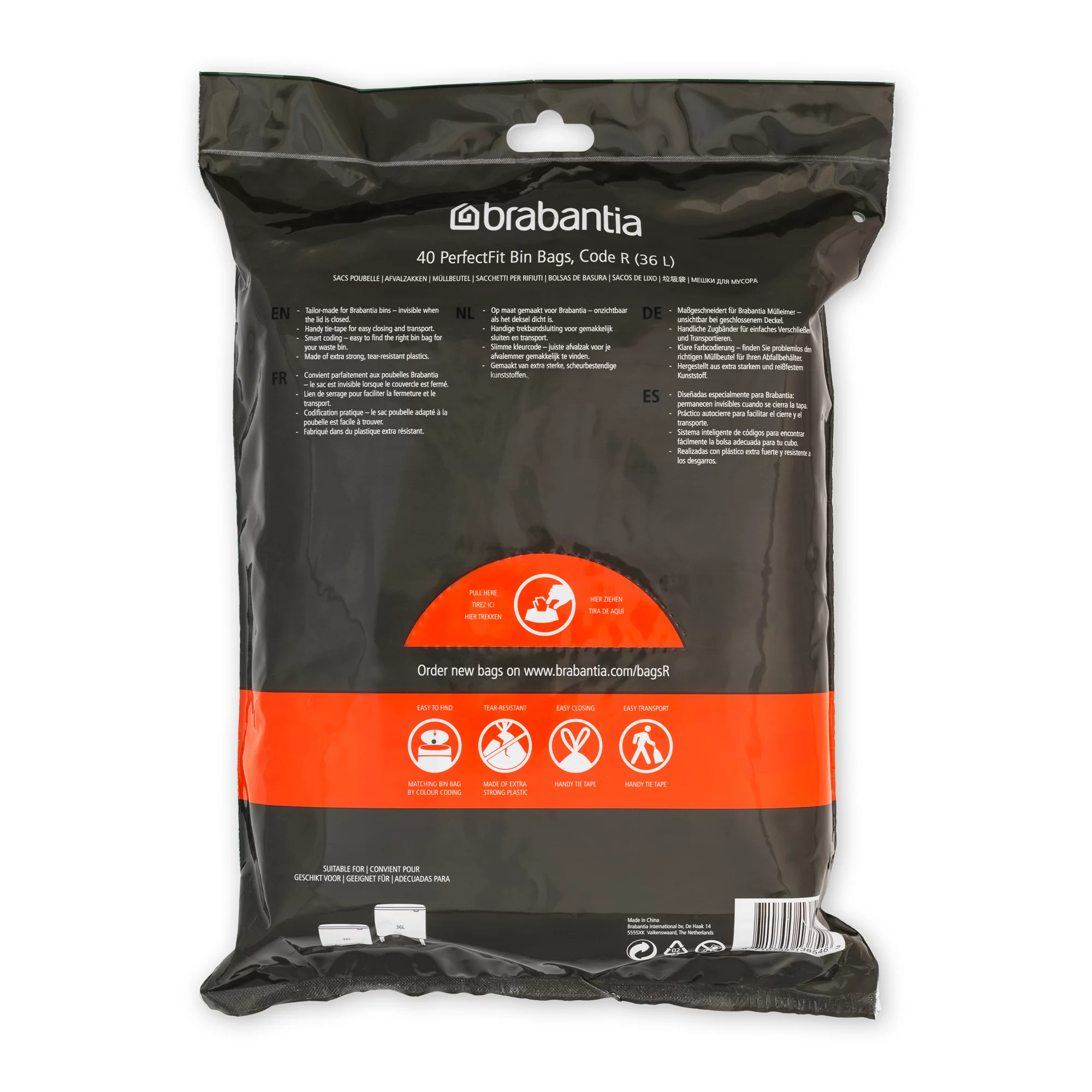 Brabantia Müllbeutel Spenderverpackung PerfectFit Beutel 36 L (R) 40Stk