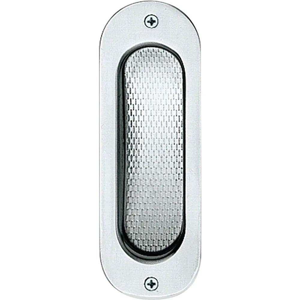 FONDERIA MARCHESI S.P.A.  MARCHESI Schiebetürmuschel oval, 40 x 120 mm, ungelocht, Edelstahl matt