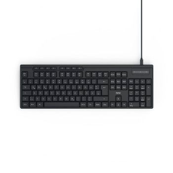 Hama USB-Tastatur "CK-200", kabelgebunden, 8 Media-Tasten, Schwarz, QWERTZ DE