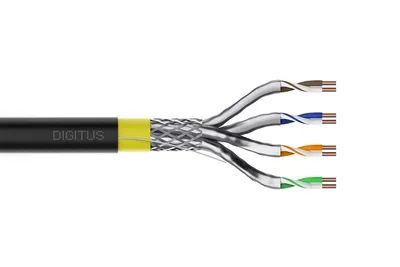 DIGITUS CAT 7A S/FTP Datenkabel - Erdverlegekabel, 100 m Ring, Simplex, PE