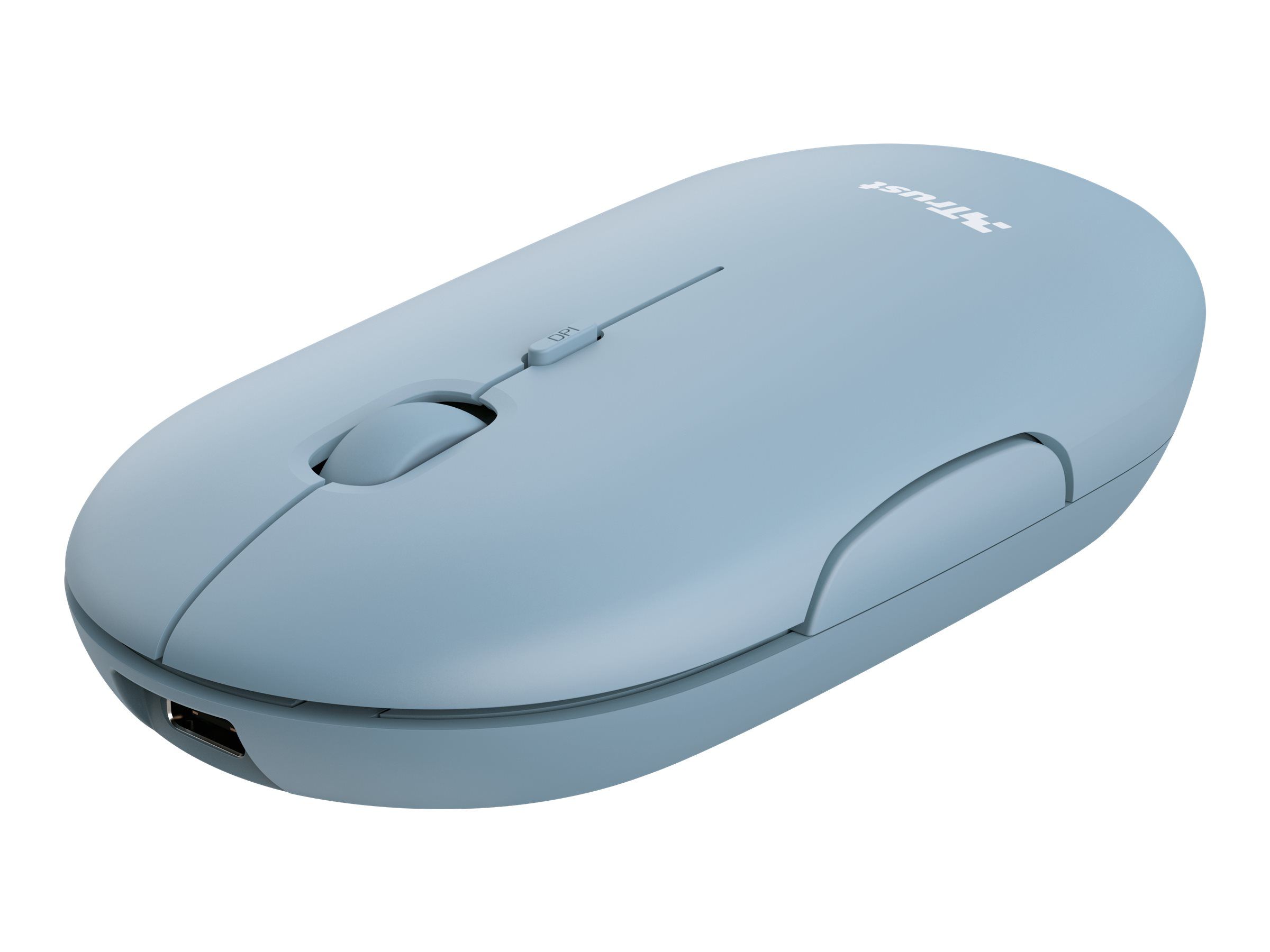 Trust Puck - Maus - rechts- und linkshändig - optisch - 4 Tasten - kabellos - Bluetooth, 2.4 GHz - kabelloser Empfänger (USB)