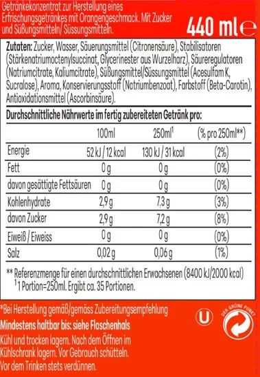SodaStream drink mix MIRINDA 440ml