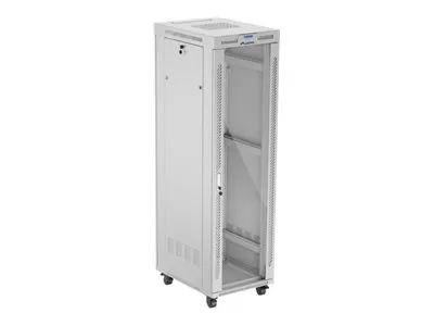 Lanberg FF01 series V2 - Schrank Netzwerkschrank - 600 x 800, zerlegt, Glastür, LCD - mit LCD-Bildschirm, Thermostat - freistehend - Grau, RAL 7035 - 42HE - 48.3 cm (19")