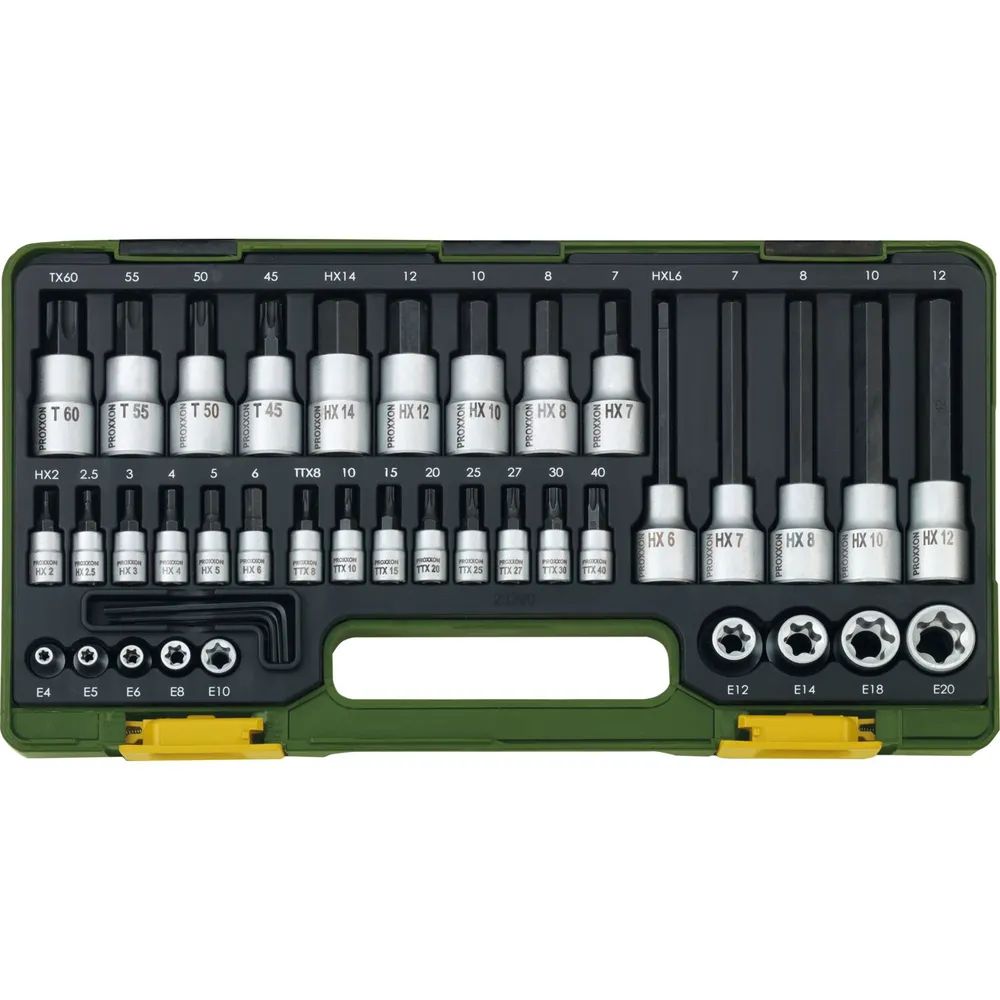 PROXXON Steckschlüssel-Satz 1/4+1/2 Torx/Innensechskant 42-teilig