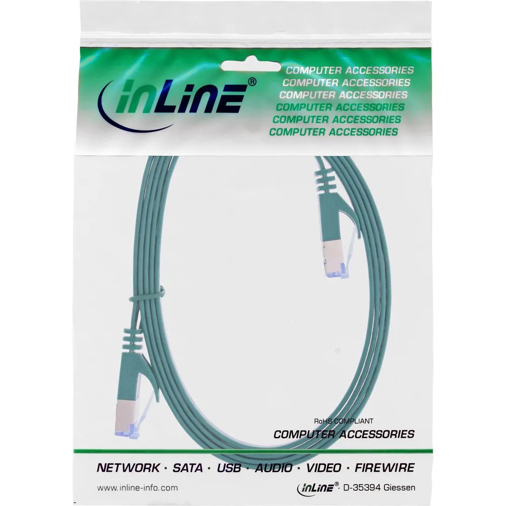 InLine Patchkabel flach - U/FTP - Cat.6A - grün - 0,5m