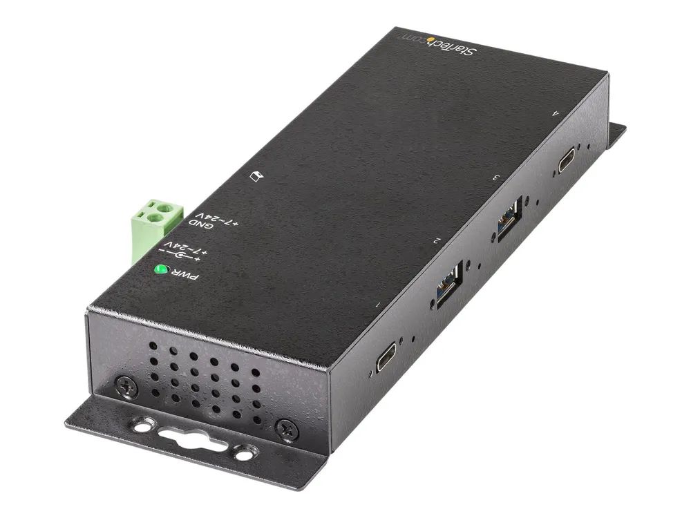 StarTech.com 4 Port USB-C Hub 10 Gbit/s -Metall Industrieller USB-C Hub - 2x USB-C & 2x USB-A - ESD Überspannungsschutz - USB-C oder USB-A Host - Eigenstromversorgung USB 3.1 G2 Typ-C (HB31C2A2CME)