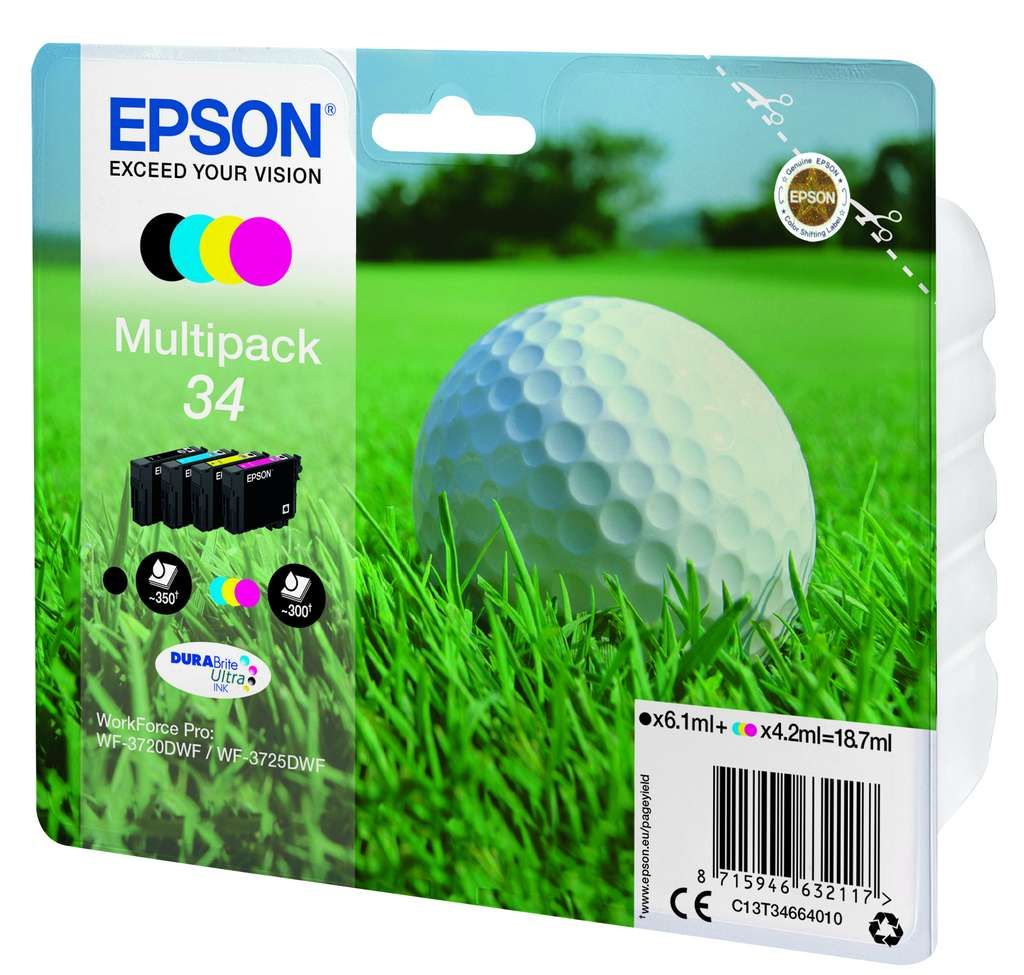 Epson 34 Tinte Golfball Multi, Standard, 4 Farben