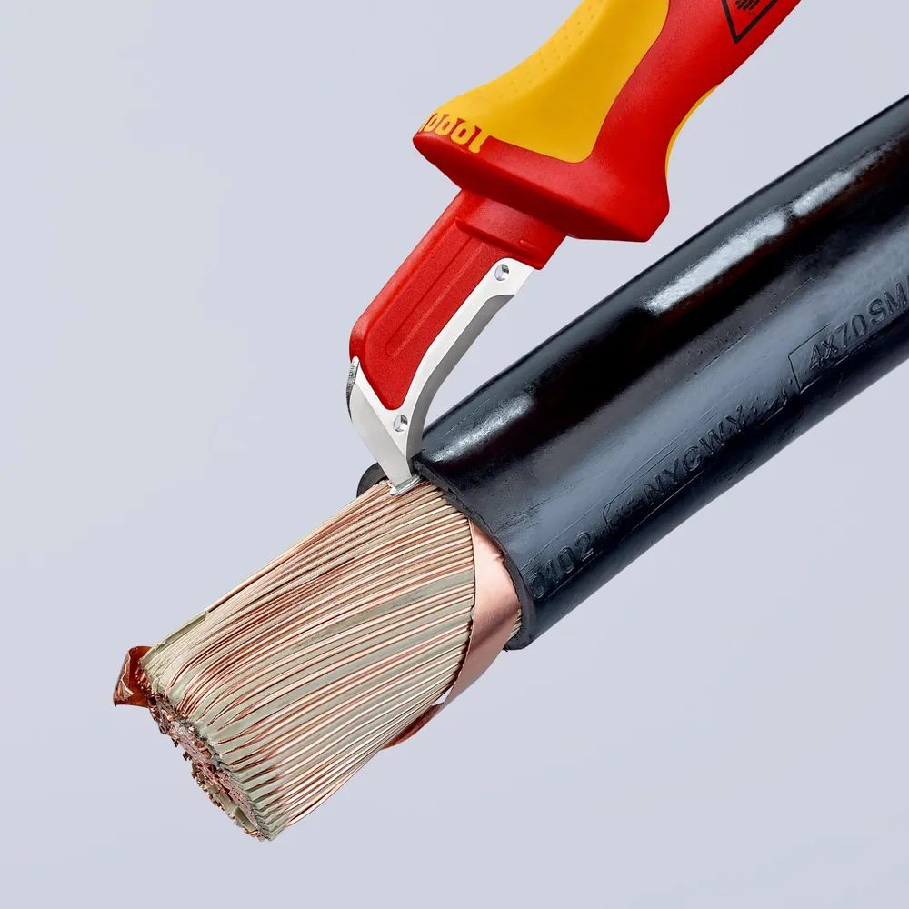 KNIPEX Kabelmesser mit Gleitschuh, sichelförmige Klinge, VDE 2-K