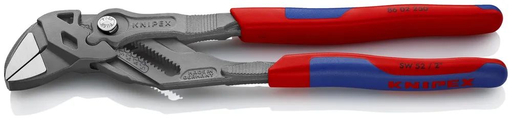 KNIPEX Zangenschlüssel Zange und Schraubenschlüssel in einem Werkzeug mit Mehrkomponenten-Hüllen grau atramentiert 250 mm
