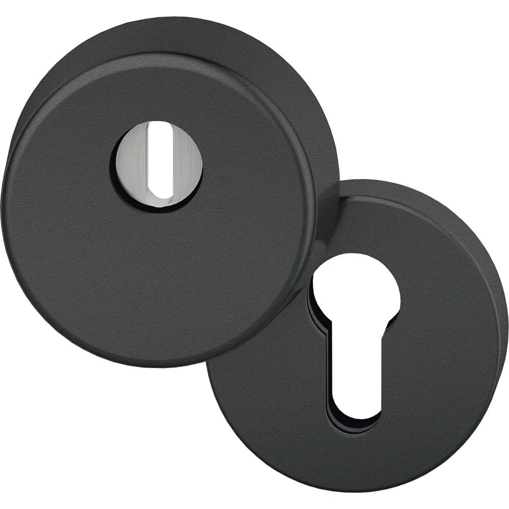 FSB Sicherheits-Zylinderrosette rund mit Kernziehschutz,Aluminium schwarz