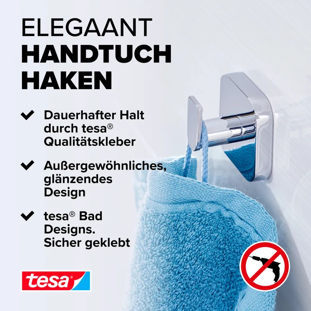 tesa® ELEGAANT Handtuchhaken, verchromt 