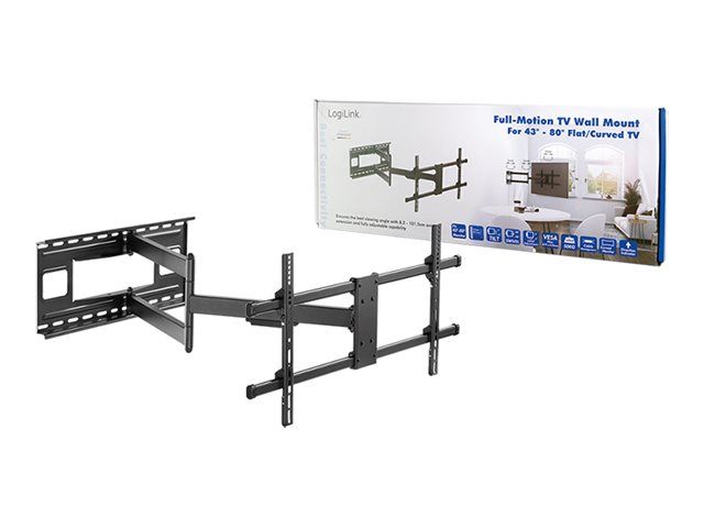 LogiLink Befestigungskit (Wandmontage) - Voll beweglich - für LCD-TV / gekrümmter LCD-TV - Stahl - Schwarz - Bildschirmgröße: 109-203 cm (43"-80")