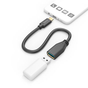 Hama USB-Adapterkabel, OTG, USB-C-Stecker - USB-A-Buchse, 15 cm, Schwarz