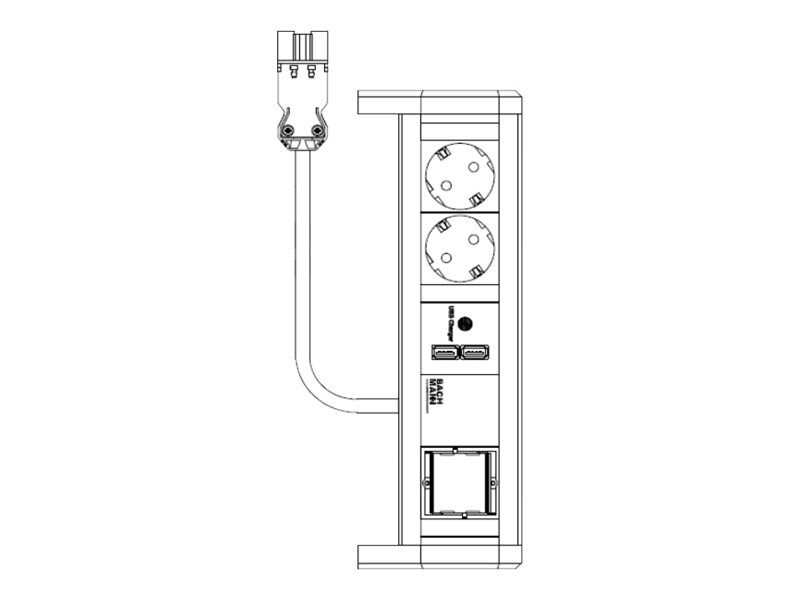Bachmann DESK 1 - Steckdosenleiste - Wechselstrom 250 V - Eingabe, Eingang GST18i3 - Ausgangsanschlüsse: 2 (2 x USB, 2 x CEE 7/3)