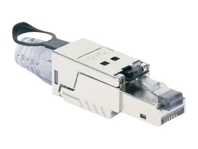 Intellinet Modular Plug Cat6a 10G Shielded Toolless RJ45 Modular Field Termination Plug with Pull-ring Release, For Easy and Quick High-quality Cable Assembly in the Field, STP, for Solid & Stranded Wire, Gold-plated Contacts, Metal Housing - Netzwer