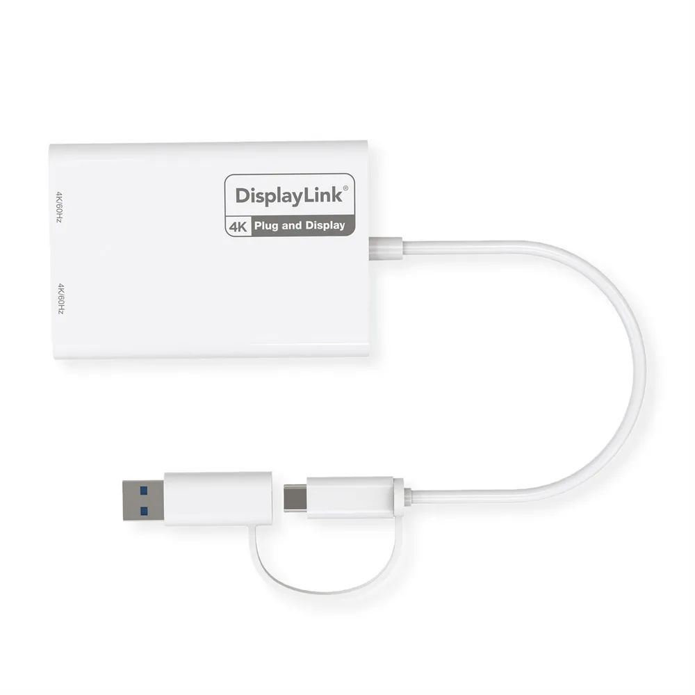 ROLINE Multi-DisplayLink Adapter USB Typ A+C - 2x DP, 4K