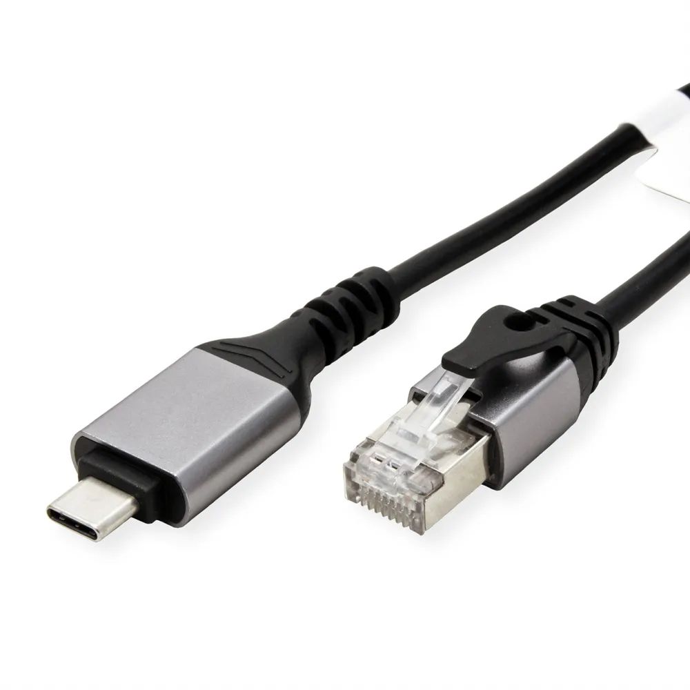 VALUE USB 3.2 Gen 2 Typ C zu Gigabit Ethernet Konverterkabel, schwarz, 1 m