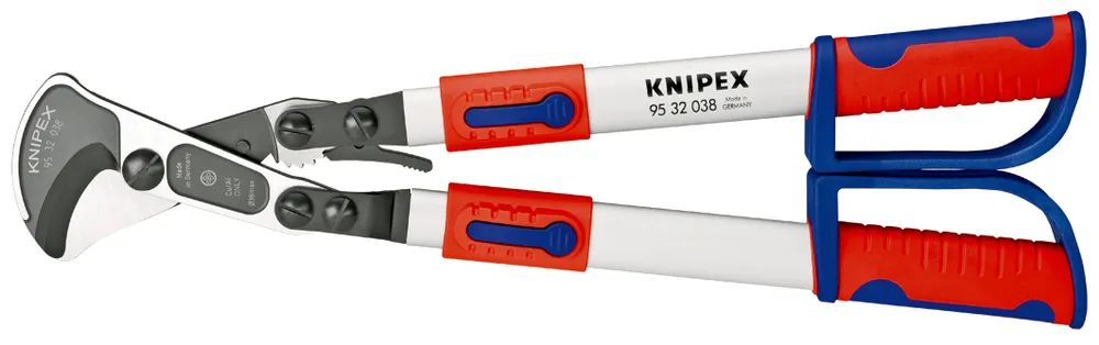KNIPEX Kabelschere (Ratschenprinzip) mit Teleskopschenkeln mit Mehrkomponenten-Hüllen 570 mm