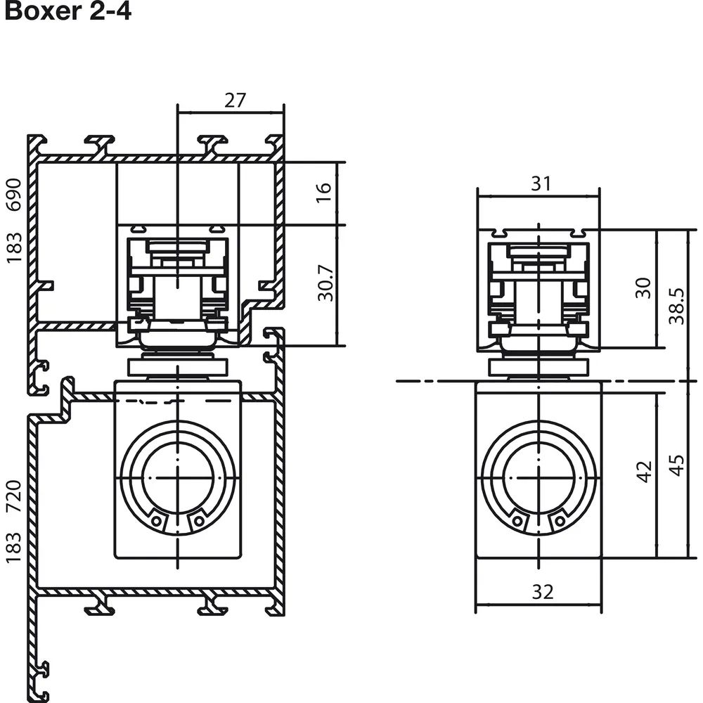 Geze Gleitschiene BOXER ISM, silber