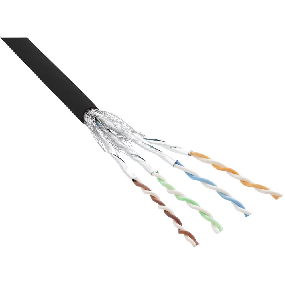 InLine Patchkabel Cat.6 S/FTP (PiMf) - schwarz - AWG27 - PVC - CU - 100m