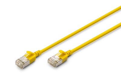 DIGITUS CAT 6A F-FTP Slim Patchkabel, 0,5m, Gelb