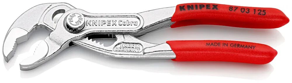 KNIPEX Cobra® Hightech-Wasserpumpenzange mit rutschhemmendem Kunststoff überzogen verchromt 125 mm