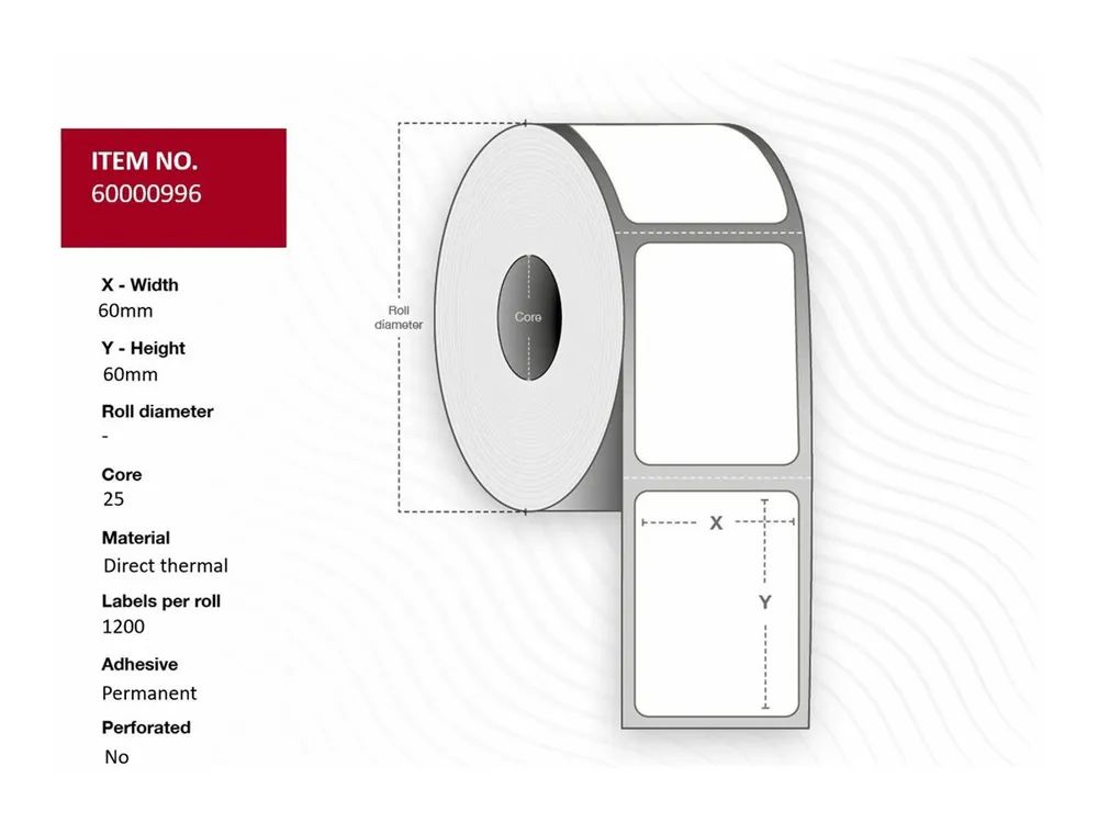 Capture 65000996 - Gelb - Rolle - Thermodirekt - Permanent - 6 cm - 6 cm